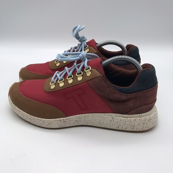 Toms Arroyo Poinsettia Red/Gold Women 7 Lace Up Sneakers Athletic Shoes 10014112 - Picture 3 of 9